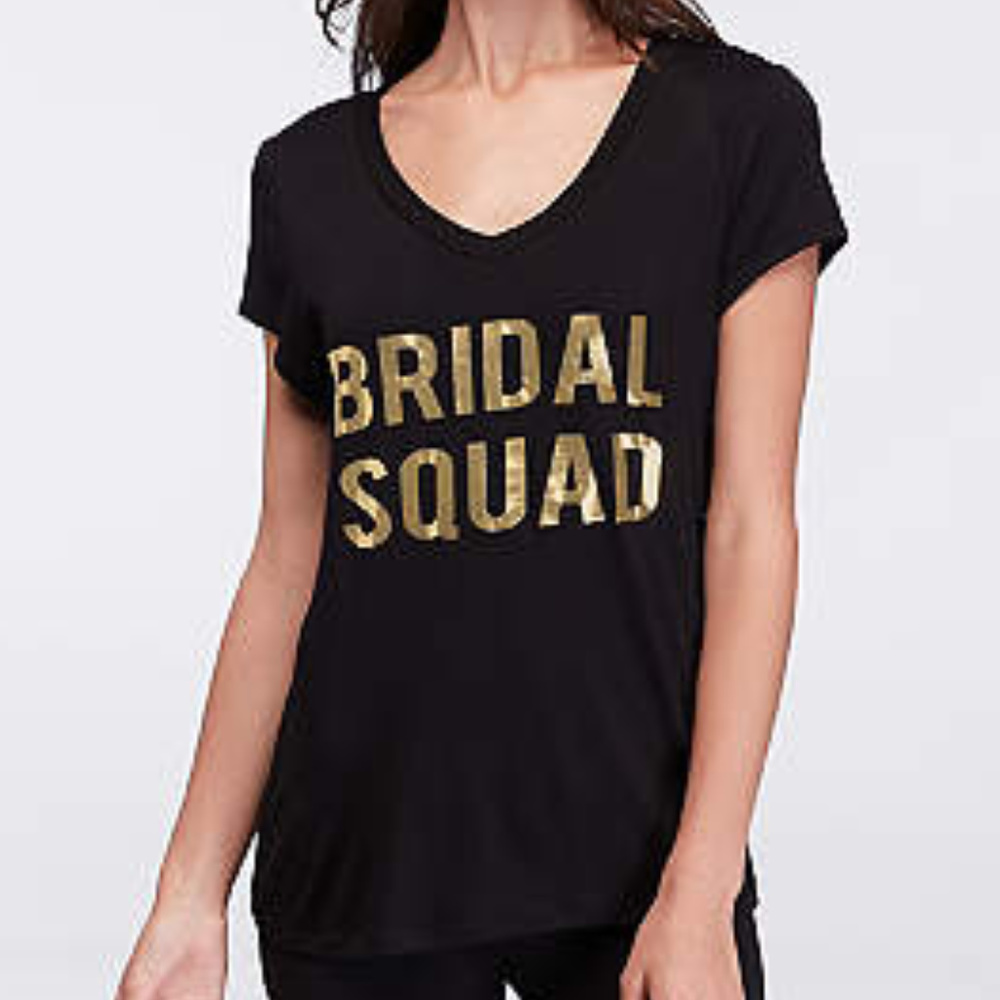 Black & Gold Bridal Squad V Neck Shirt